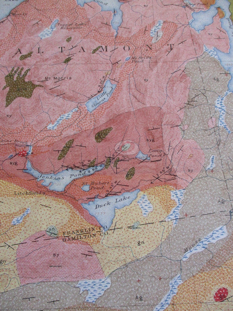 1907 Long Lake New York Antique Geological Map NY Original Etsy