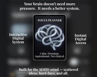 Focus Planner — Application de productivité pour le TDAH | Agenda numérique | Outil de vidage cérébral | Tableau de bord quotidien | Outil interactif | Accès instantané | Application Web