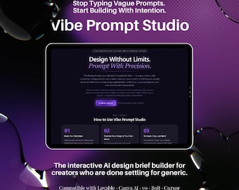 Vibe Prompt Studio : générateur d'invites de conception IA pour Canva, Lovable (téléchargement numérique interactif)