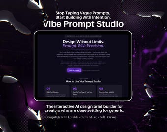Vibe Prompt Studio: AI Design Prompt Generator for Canva, Lovable (Interactive Digital Download)