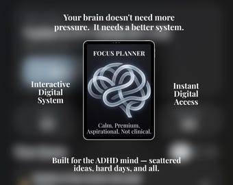 Focus Planner – ADHD Productivity System, Interactive Digital Tool (Instant Access)