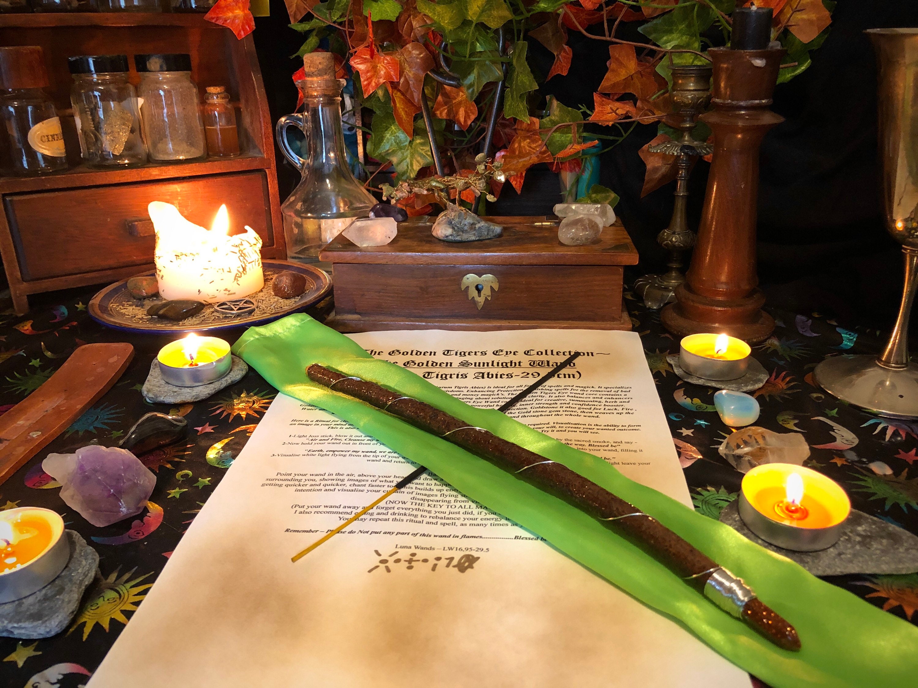 The GOLDEN SUNLIGHT Wand 29.5cm FREE Spell & Bag Witch Etsy