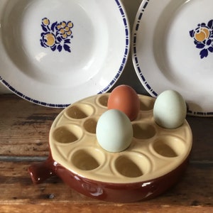 French vintage Emile Henry escargot/egg dish, oven or storage, c1970s.