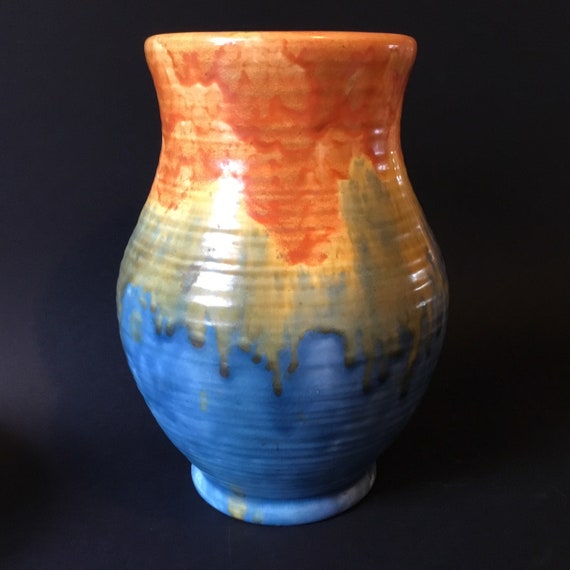 1930s Crown Ducal Ware Large Drip Glazed China Vase Etsy