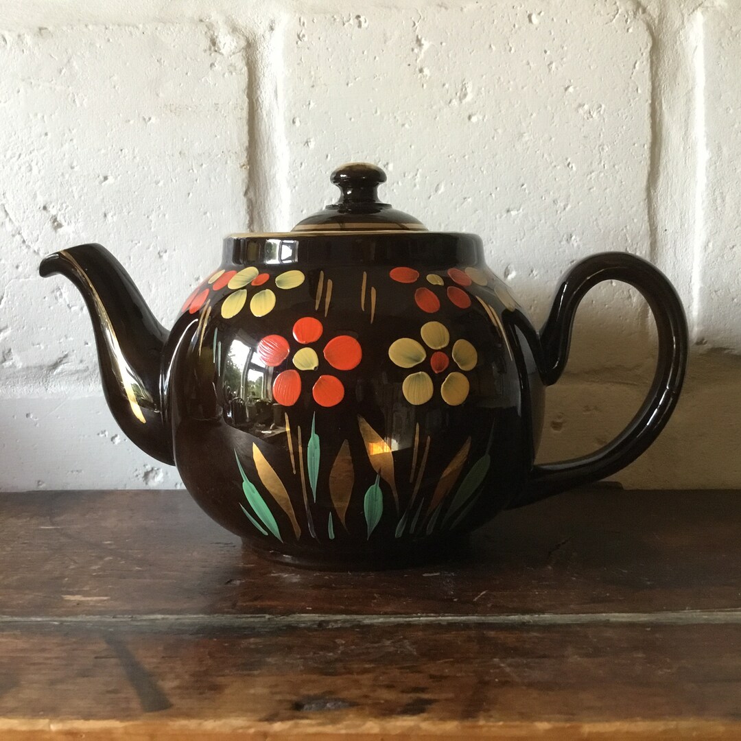 Vintage ALB Brown Betty Floral Teapot Alcock Lindley & Etsy