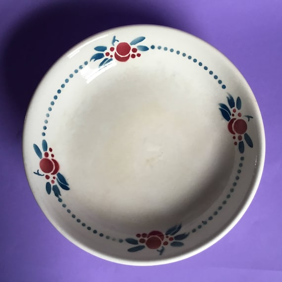 Antique French Badonviller bowl in Robinson stencil design