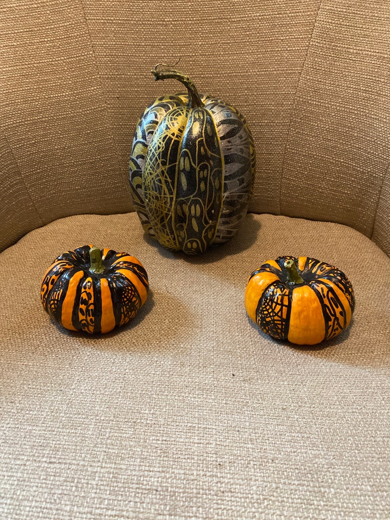 Hand-decorated artificial pumpkins | Etsy