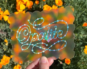 Pegatina atrapasoles de estrellas opalita: Calcomanía para ventana con diseño de arcoíris