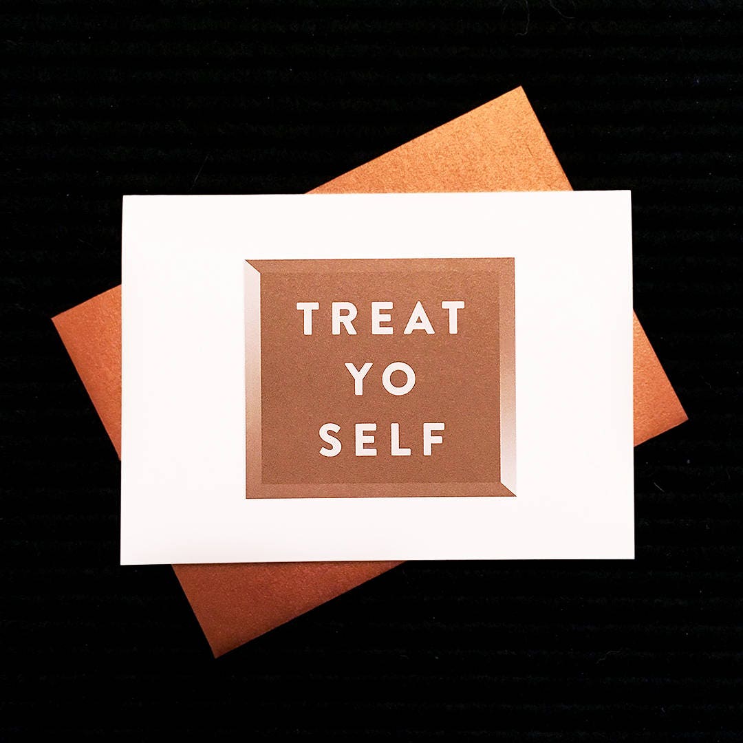 Treat Yo Self Card Funny Gift Card Holder Parks and Rec Etsy