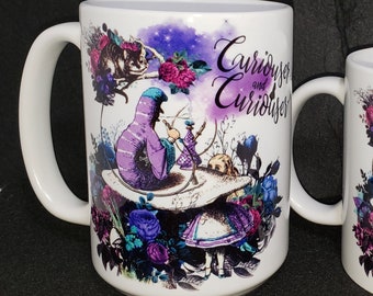 Alice in Wonderland Mug, Alice Caterpillar and Mad Hatter Mug, Alice Mug, Alice in Wonderland Coffee Cup, Alice Mug, Alice Cup, Mad Hatter