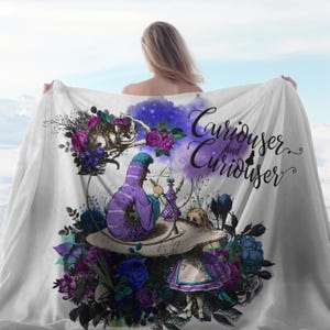 Alice in Wonderland Velveteen Blanket Curiouser and Curiouser Alice Blanket Classic Book Blanket Wonderland Blanket Bookish Reading Blanket