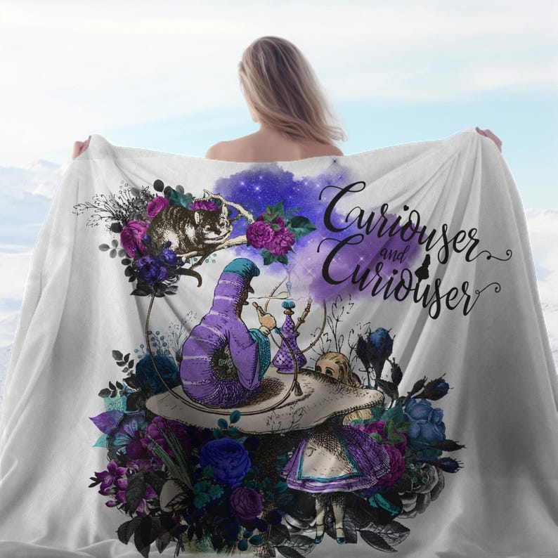 Alice in Wonderland Velveteen Blanket Curiouser and Curiouser Alice Blanket Classic Book Blanket Wonderland Blanket Bookish Reading Blanket