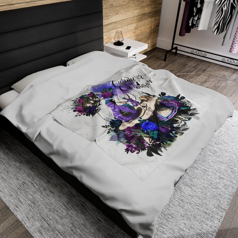 Alice in Wonderland Velveteen Blanket Curiouser and Curiouser Alice Blanket Classic Book Blanket Wonderland Blanket Bookish Reading Blanket 50" × 60"