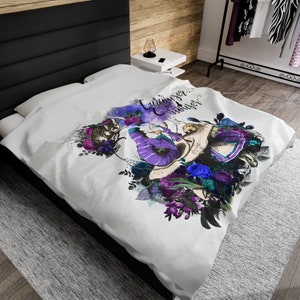 Alice in Wonderland Velveteen Blanket Curiouser and Curiouser Alice Blanket Classic Book Blanket Wonderland Blanket Bookish Reading Blanket 60" × 80"