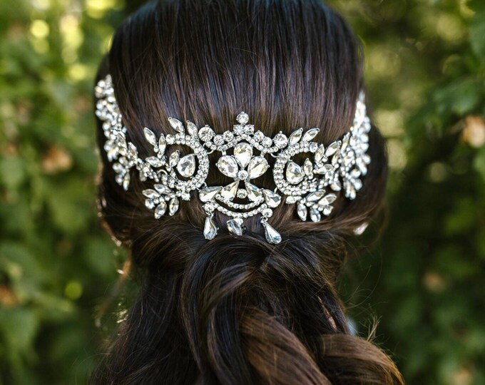 Unique Hair Jewelry, Bridal Hair Jewelry, Silver Bridal Hair Accessory, Rhinestone Hair Jewel, Jewelry For Hair, Wedding Hair Jewelry