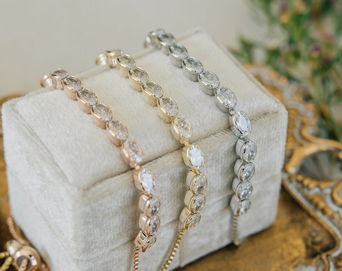 Cubic Zirconia Bracelet In Gold Silver And Rose Gold