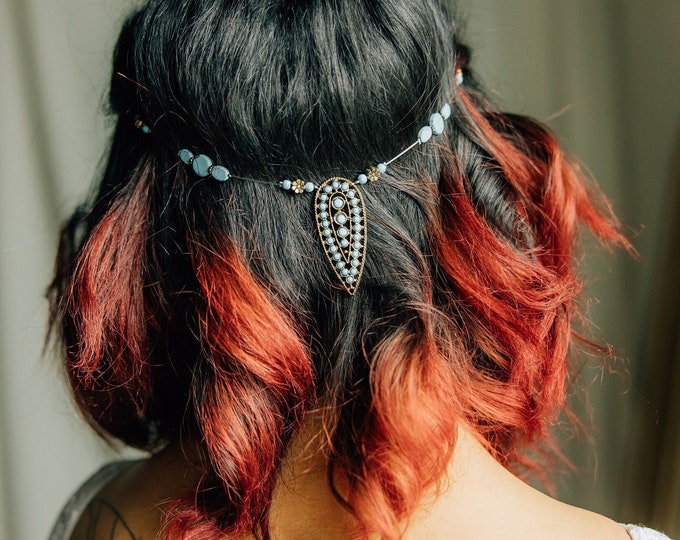 Turquoise Hair Jewelry, Clip-In Boho Hair Accessory