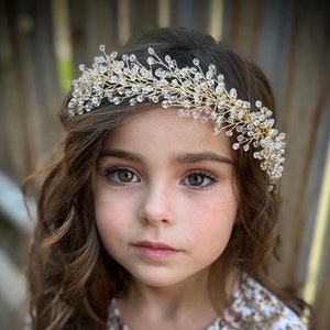 Gold Crystal Headband For A Flower Girl