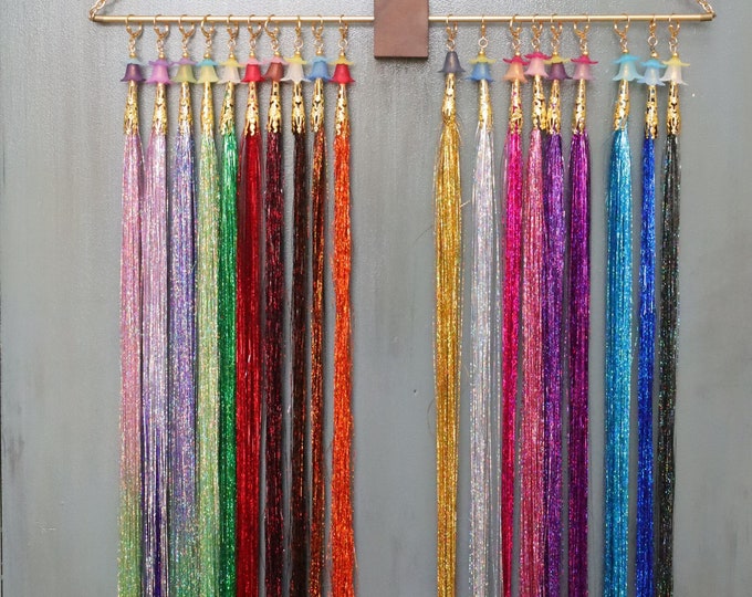 Hanging Hair Tinsel For Hair Salons,  17 Colors & Wall Display, 26 Or 36 Inch Options, Wall Display Sold Separately
