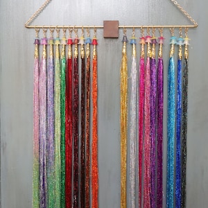 Hanging Hair Tinsel For Hair Salons,  17 Colors & Wall Display, 26 Or 36 Inch Options, Wall Display Sold Separately