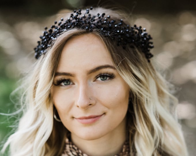 Black with Rainbow Crystals Headband main image 1