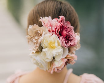 Flower Girl Hair Accessory, Flower Hair Bouquet, Custom Colors