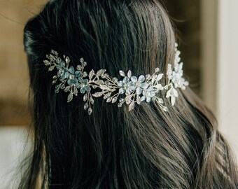 Custom Light Blue And Silver Hair Accessory, Personalized Flower Colors Available