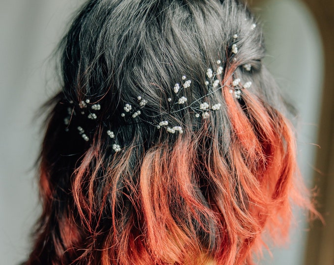 Pearl Baby's Breath Hair Vine For Dark Hair