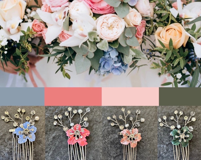 Summer Wedding: Customized Flower Hair Pins To Match Your Wedding Colors, Personalized Bridesmaid Gifts