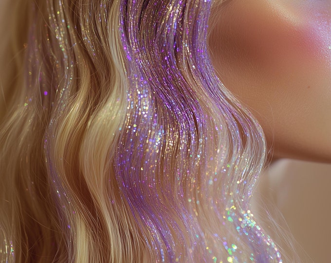 Sparkly Glitter Strands For Fairies, Hair Tinsel Fairy Hair, Bling Hair Extensions Comes in 2 Lengths 17+ Colors, Tie Or Bead In
