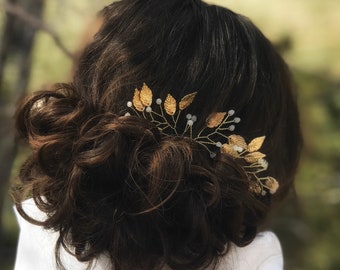 Leaf Hair Pins, Gold Hair Pins, Wedding Hair Accessory, Gold Leaf Hair Pins, Bridesmaid Hair Accessory