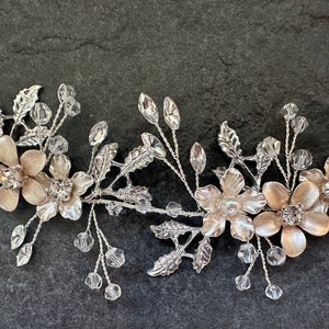 Blush And Silver Bridal Hair Piece