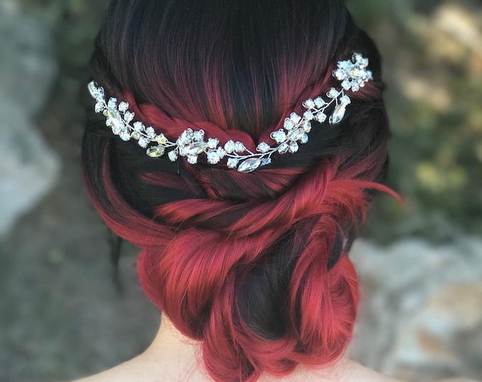 Rhinestone Hair Accessory, Silver Hair Vine, Bridal Hair Accessory, Wedding Hair Piece, Bridal Hair Jewelry
