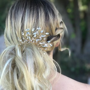 Bridal Hair Comb, Rhinestone Hair Comb, Gold Wedding Hair Accessory, Crystal Hair Comb, Bridesmaid Hair Accessory image 7