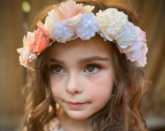 Flower Hair Crown Perfect For Your Flower Girl, Pink And White Flower Headband, Wedding Hair Accessory