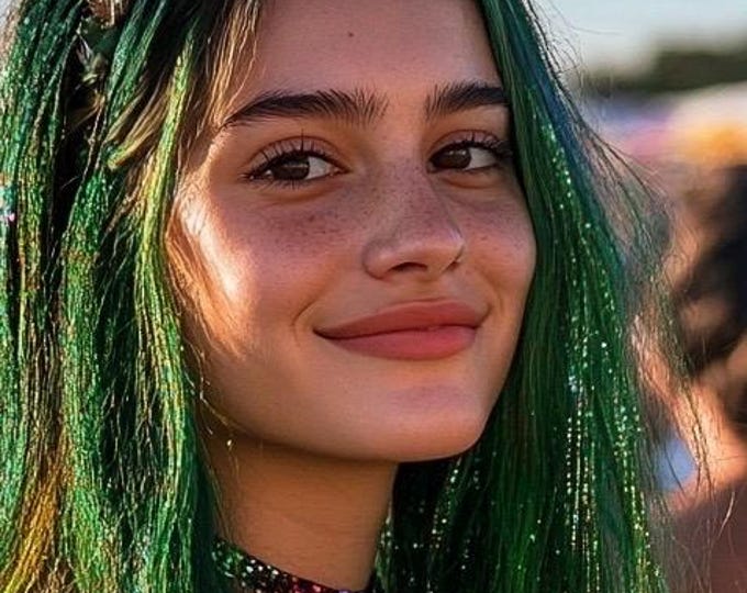 Vibrant Lime Green Hair Tinsel, Fairy Hair, Glitter Hair Extensions, Perfect for Festivals