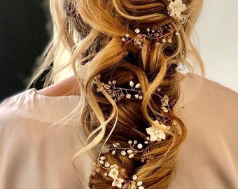 Flower Hair Vine For Long Hair, Wedding Hair Accessory
