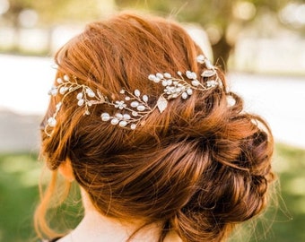 Gold leaf hair Vine With Matching Hair Pins For Your Bridesmaids, Wedding Hair Accessories
