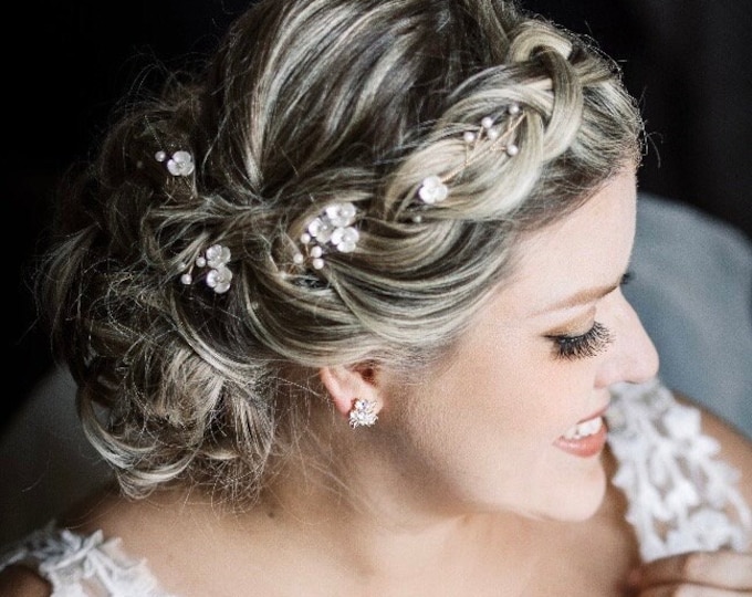 Flower Hair Vine With Delicate Off White Flowers And Pearl Baby's Breath Accents, Wedding Hair Accessory