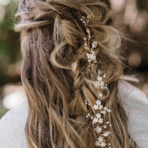 Flower Hair Vine For Your Long Boho Braid, Bridal Hair Accessory image 8