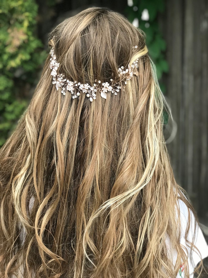 Flower Hair Vine For Your Long Boho Braid, Bridal Hair Accessory image 2