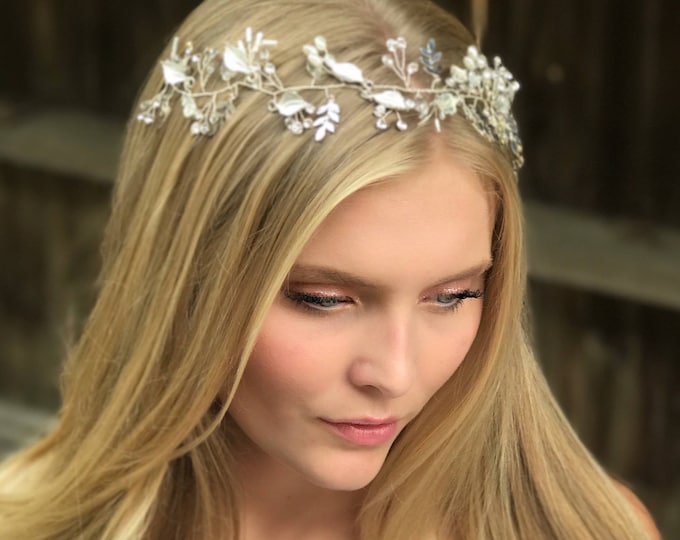 Leaf Hair Vine Comes In Gold Silver Or Rose Gold, Wedding Hair Accessory With Leaves And Rhinestone Accents