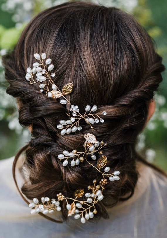 Floral vine rhinestone hair barrette Della Floral Hair Vine - Shop Bridal Hair Accessories  main image 4