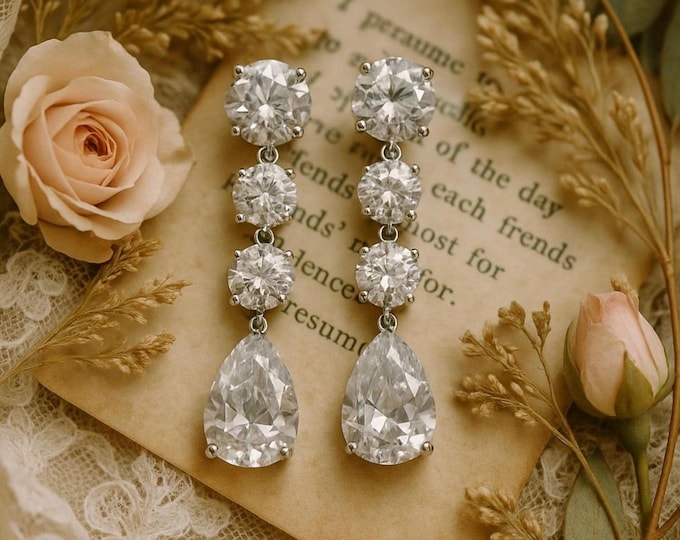 Silver CZ Dangle Earring
