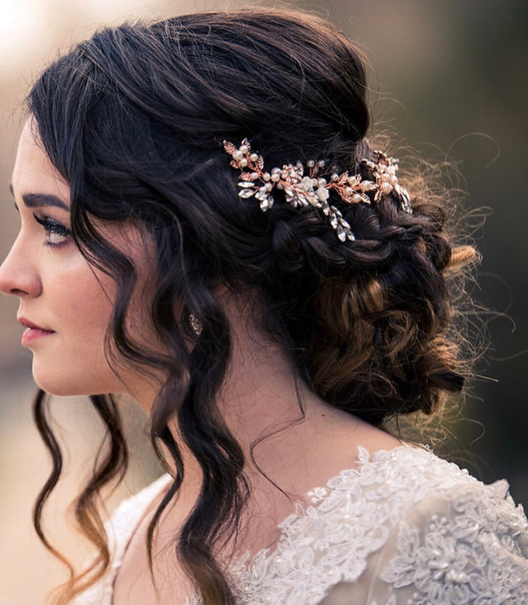 Rose Gold Hair Accessory, Bridal Hair Accessory, Rose Gold Hair Vine