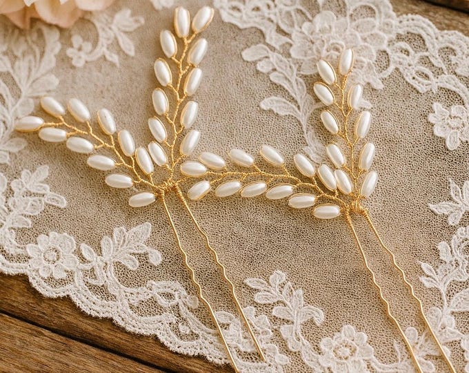 Delicate Pearl  Hair Pin Perfect Bridesmaid Hair Accessory, Gold Or Silver Finish