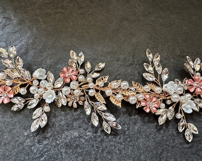 Blush & Apricot: Customizable Flower Hair Accessory, Personalized To Match Your Wedding Colors