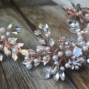 Rose Gold Wedding Hair Accessory, Bridal Hair Accessory, Bridal Hair vine, Bridal headband, Bridal Hair Jewelry