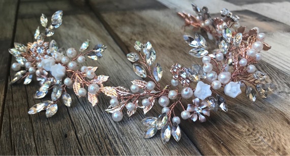 Rose Gold Wedding Hair Accessory, Bridal Hair Accessory, Bridal