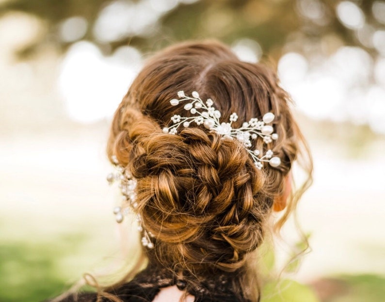 Bridal Pearl Hair Pin Flower Hair Pin Silver Hair Accessory | Etsy